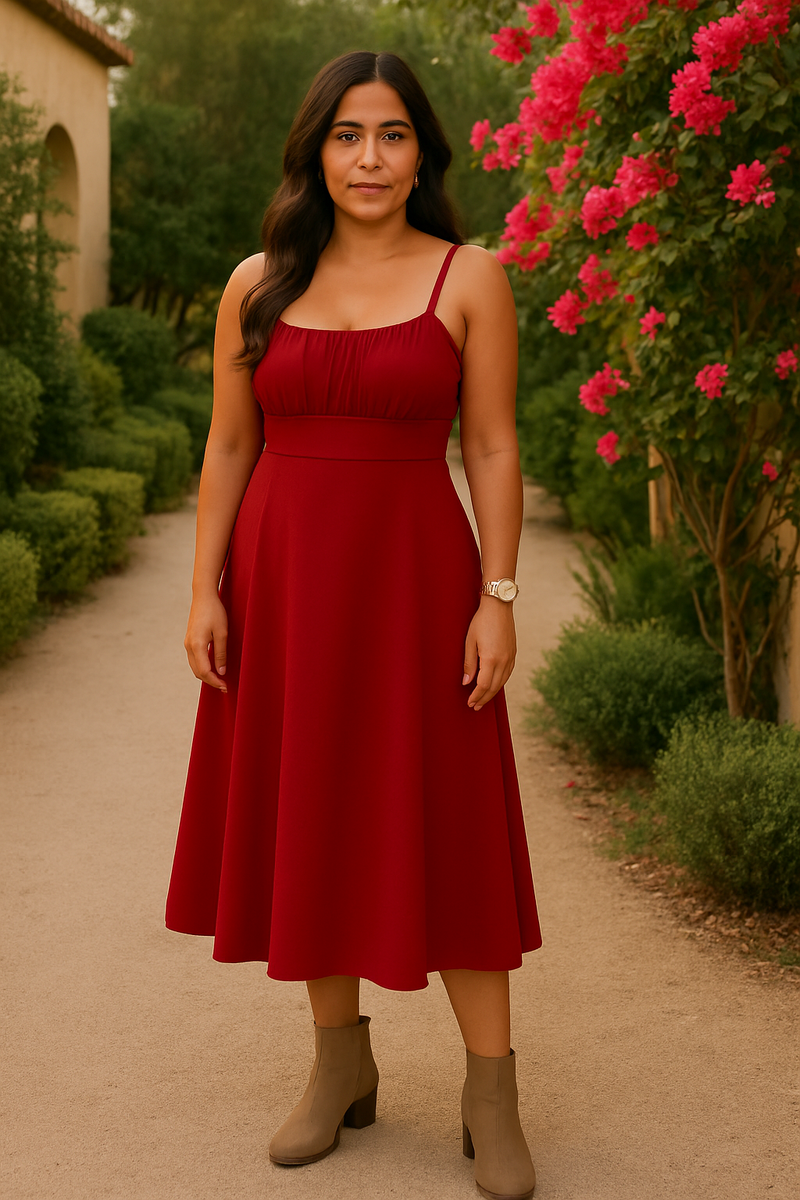 Vestido largo rojo con encanto elegante