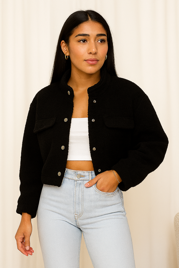 Cazadora bomber bouclé Black