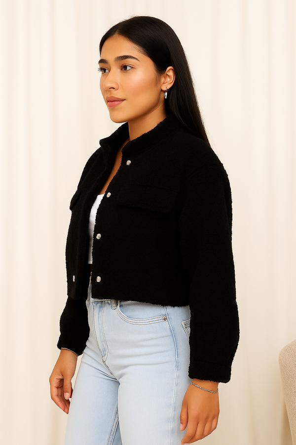 Cazadora bomber bouclé Black