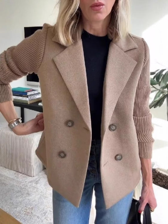 Double Breasted Knit Sleeve Jacket